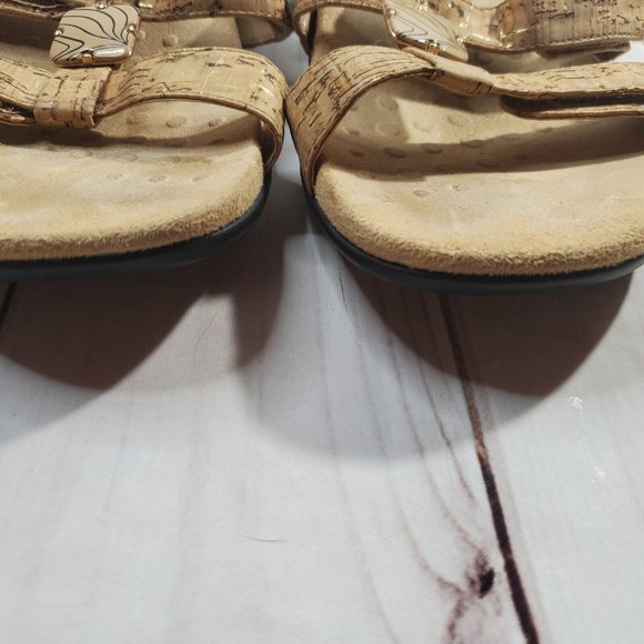 Vionic Sandals 9 Women 44 Amber Cork Beaded Arch Support Comfort Shoes Beige - Picture 3 of 9